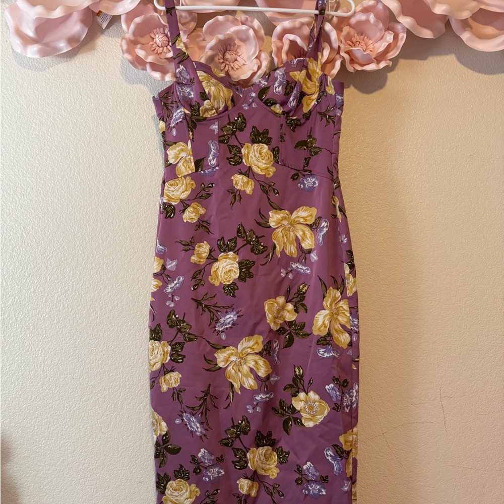 Zara Purple Floral Midi Dress